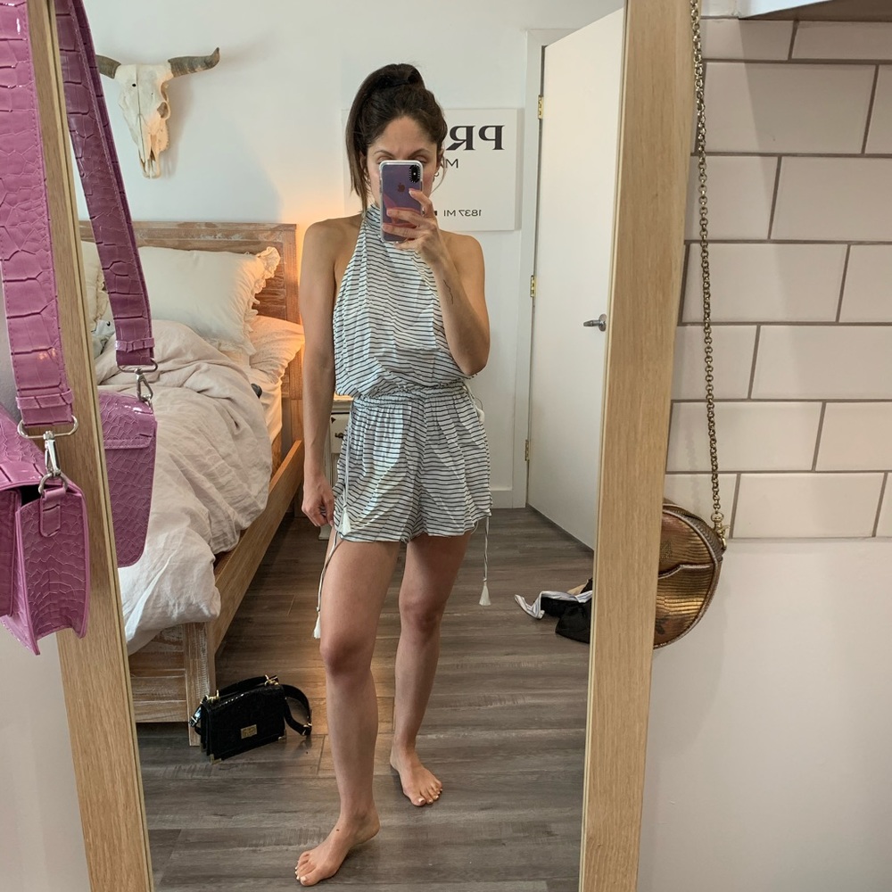 Faithfull the brand blue, white stripe romper